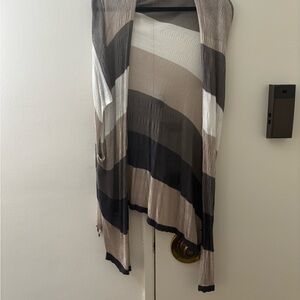 Striped Open Front Cardigan